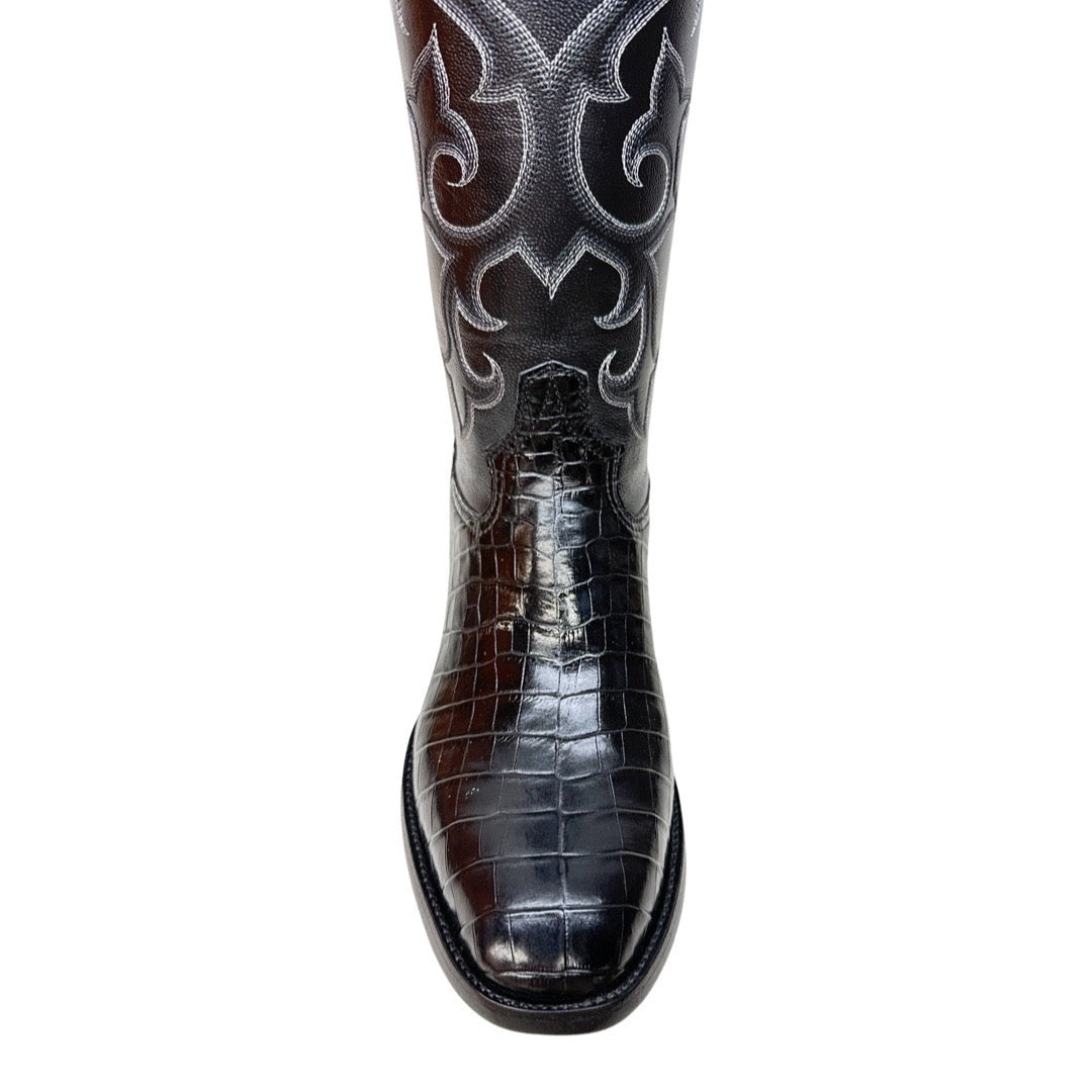 Safari Black Baby Nile Crocodile Belly Cowboy Boots - Dudes Boutique