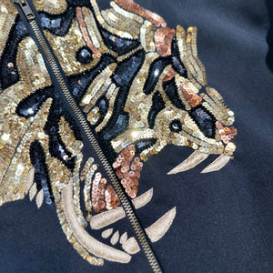 Kashani Hyper 3tone Gold Sequin Tiger Bomber Jacket - Dudes Boutique