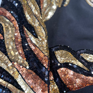 Kashani Hyper 3tone Gold Sequin Tiger Bomber Jacket - Dudes Boutique