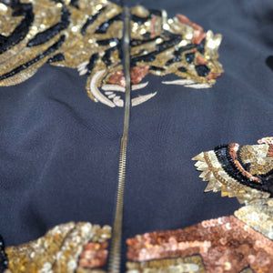 Kashani Hyper 3tone Gold Sequin Tiger Bomber Jacket - Dudes Boutique