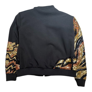 Kashani Hyper 3tone Gold Sequin Tiger Bomber Jacket - Dudes Boutique