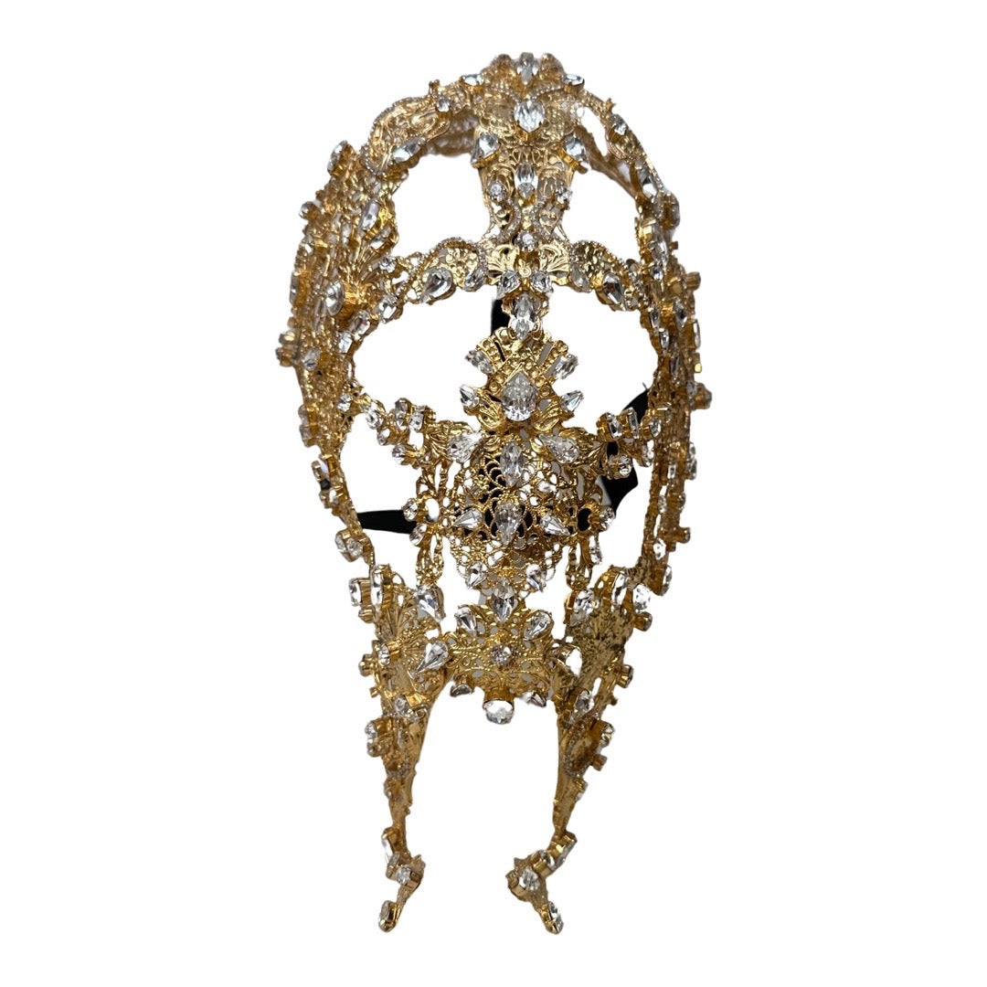 Kashani Greek 24K Gold Metal Crystal Mask (1 of 1) - Dudes Boutique