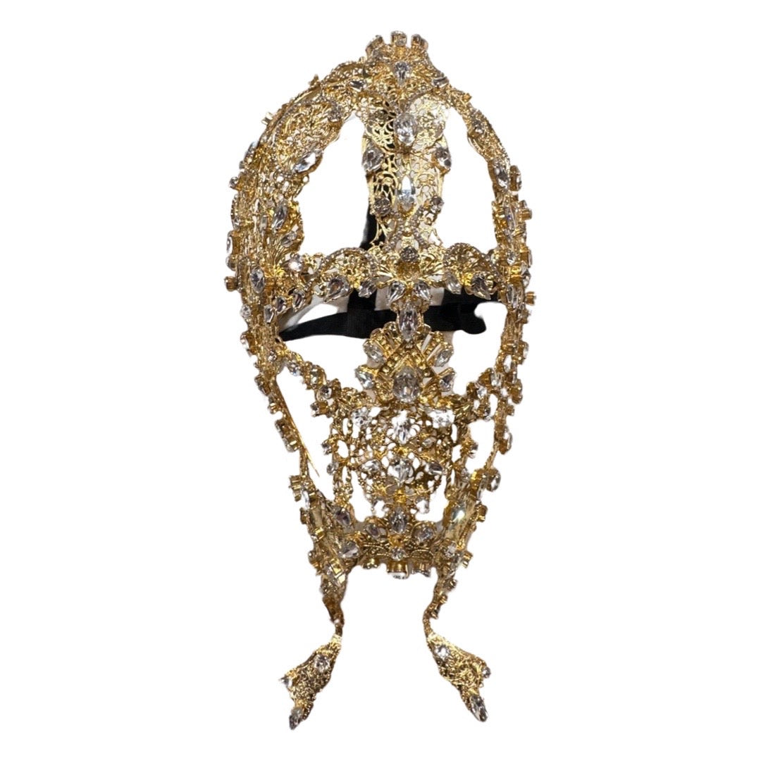 Kashani Greek 24K Gold Metal Crystal Mask (1 of 1) - Dudes Boutique