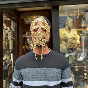Kashani Greek 24K Gold Metal Crystal Mask (1 of 1) - Dudes Boutique