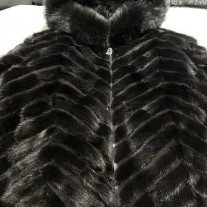 Kashani Women's Black Mink Tail Fur Coat - Dudes Boutique