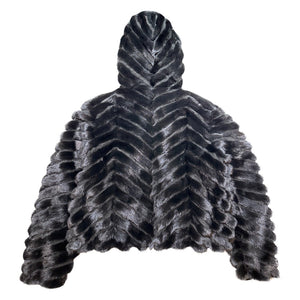 Kashani Women's Black Mink Tail Fur Coat - Dudes Boutique