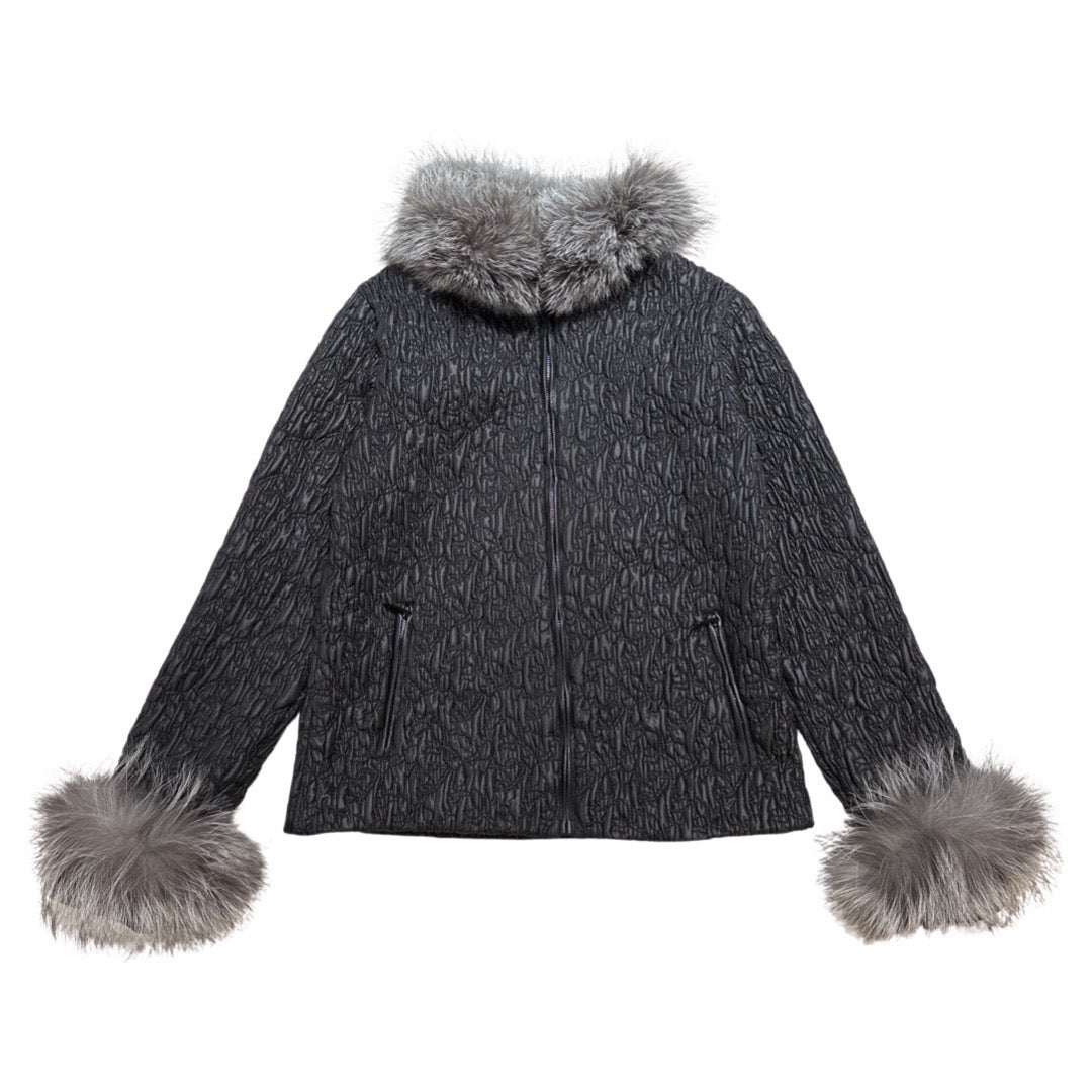 Kashani Women's Natural Silver Fox Fur Ruched Jacket - Dudes Boutique