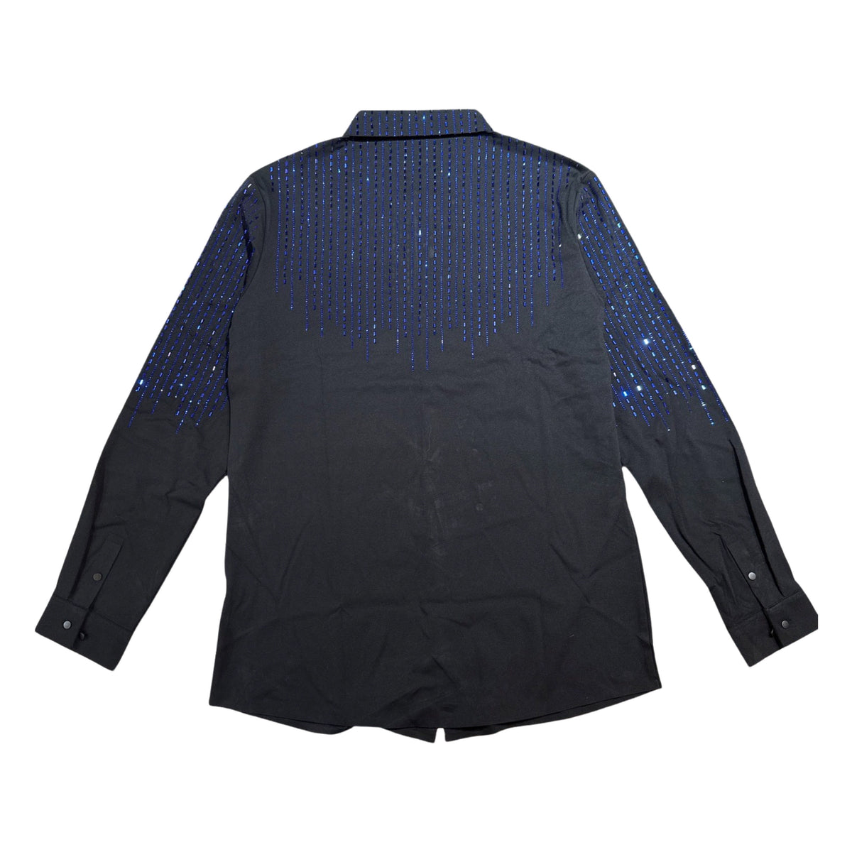Barocco Black/Blue Crystal Rain Button Up Shirt - Dudes Boutique