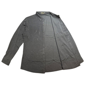 Barocco Black/Black All Over Crystal Button Up Shirt - Dudes Boutique