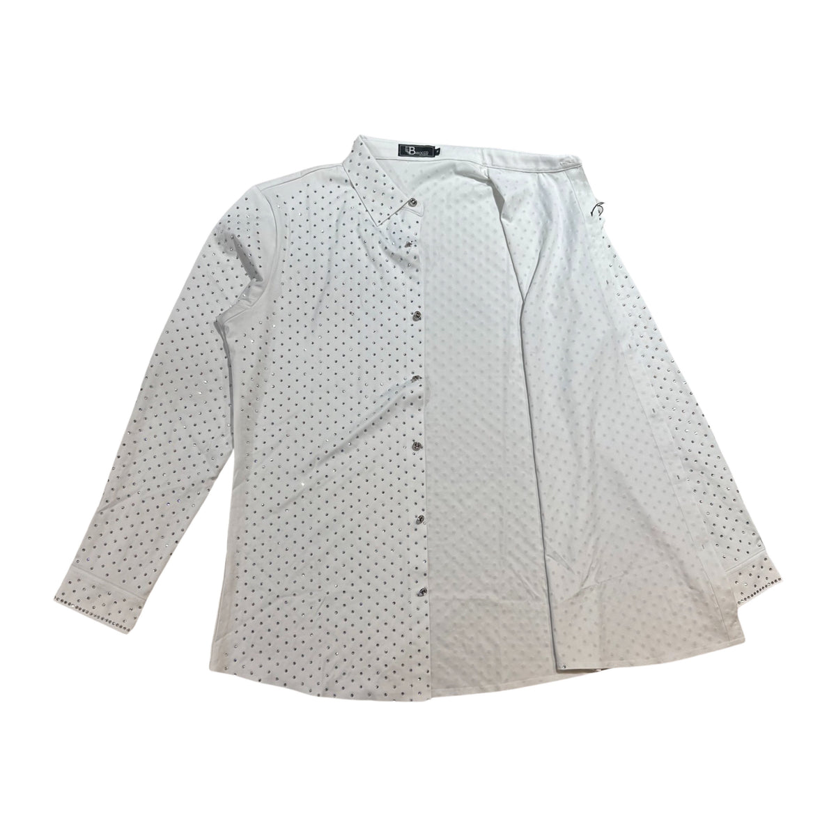 Barocco White Fully Loaded Iridescent Crystal Button Up Shirt - Dudes Boutique