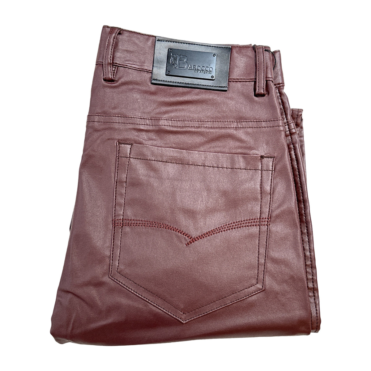 Barocco Wine PU Leather Dress Pants - Dudes Boutique
