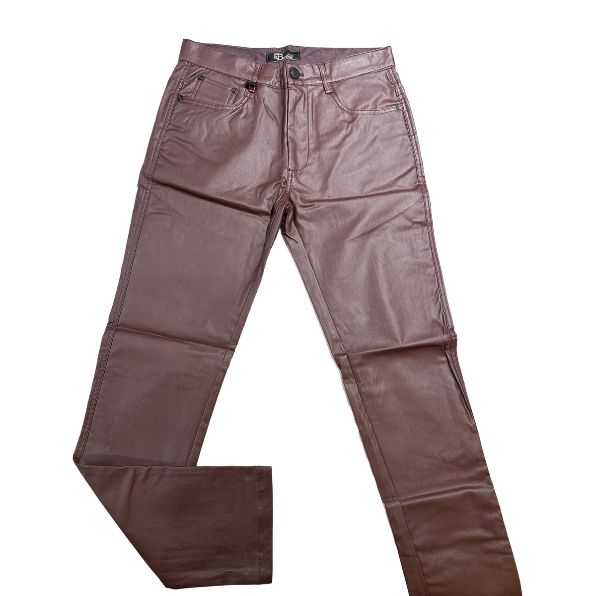 Barocco Wine PU Leather Dress Pants - Dudes Boutique
