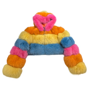 Kashani Women's Cotton Candy Hooded Fox Fur Coat - Dudes Boutique