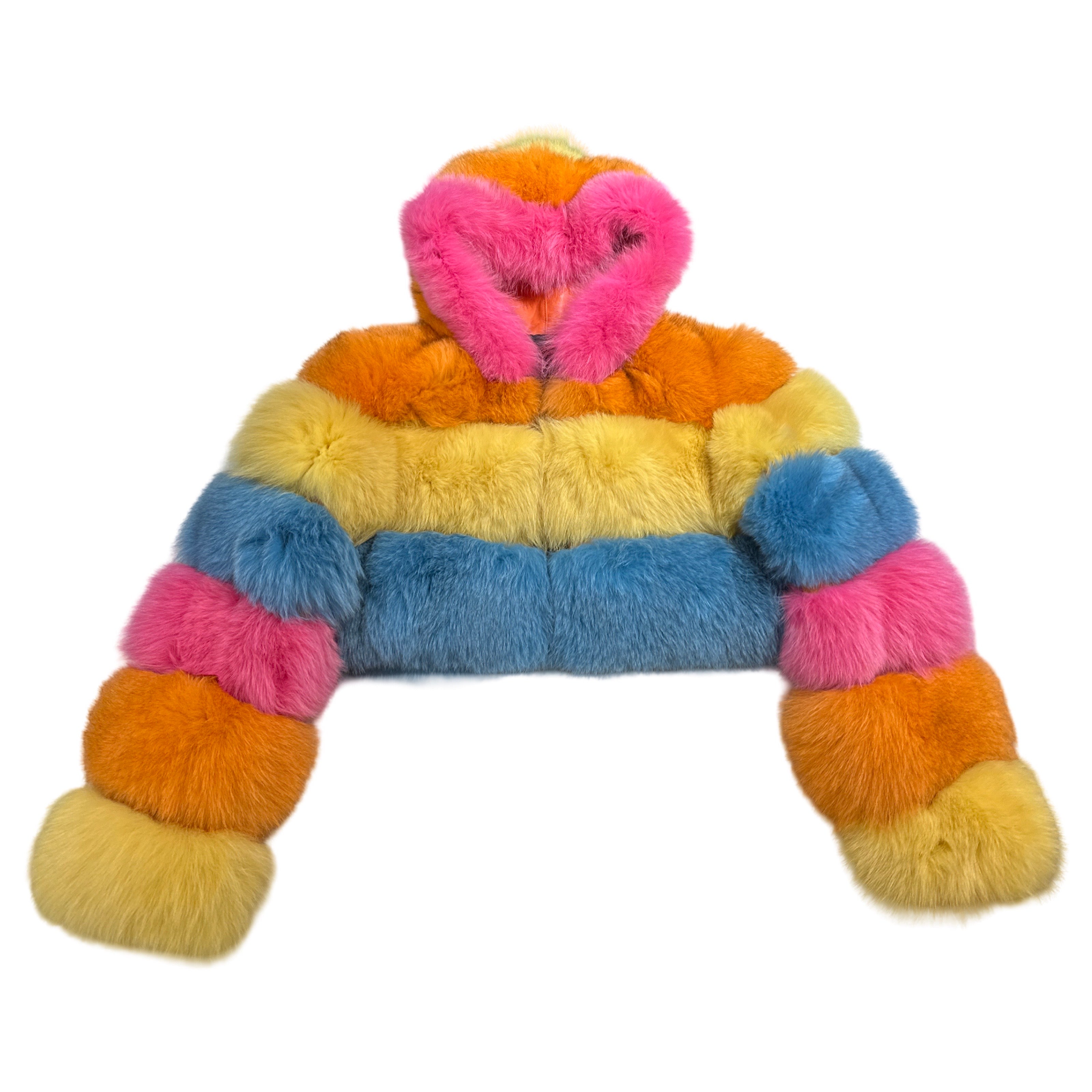 Kashani Women's Cotton Candy Hooded Fox Fur Coat - Dudes Boutique