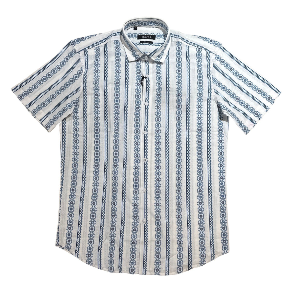 Johnny Q J 120-S White/Blue Button Up Shirt - Dudes Boutique