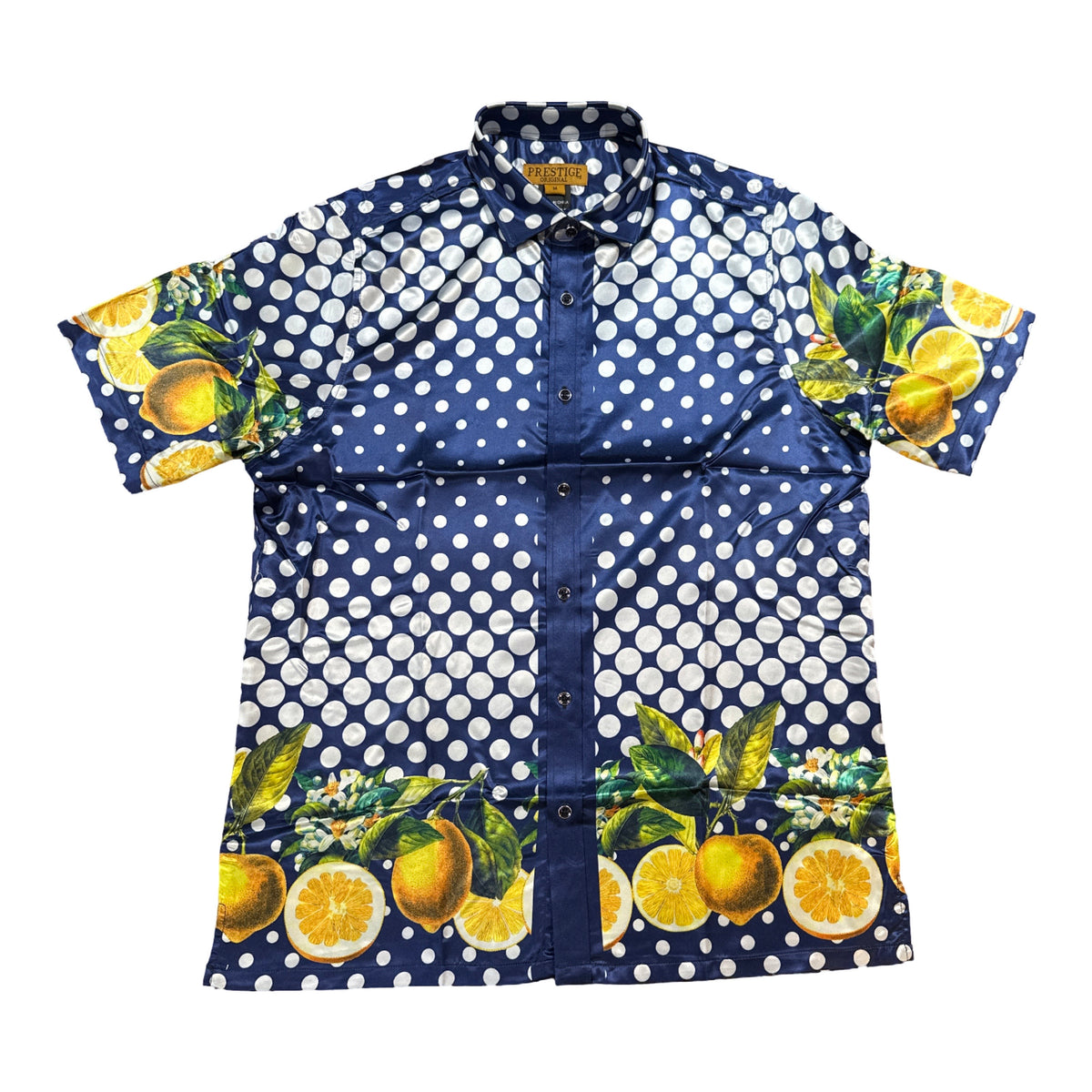 Prestige Navy Polka Dot Button Up Shirt - Dudes Boutique