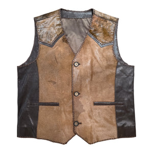 Kashani Tri Brown Cavallino Pony Hair Hand Woven Vest - Dudes Boutique