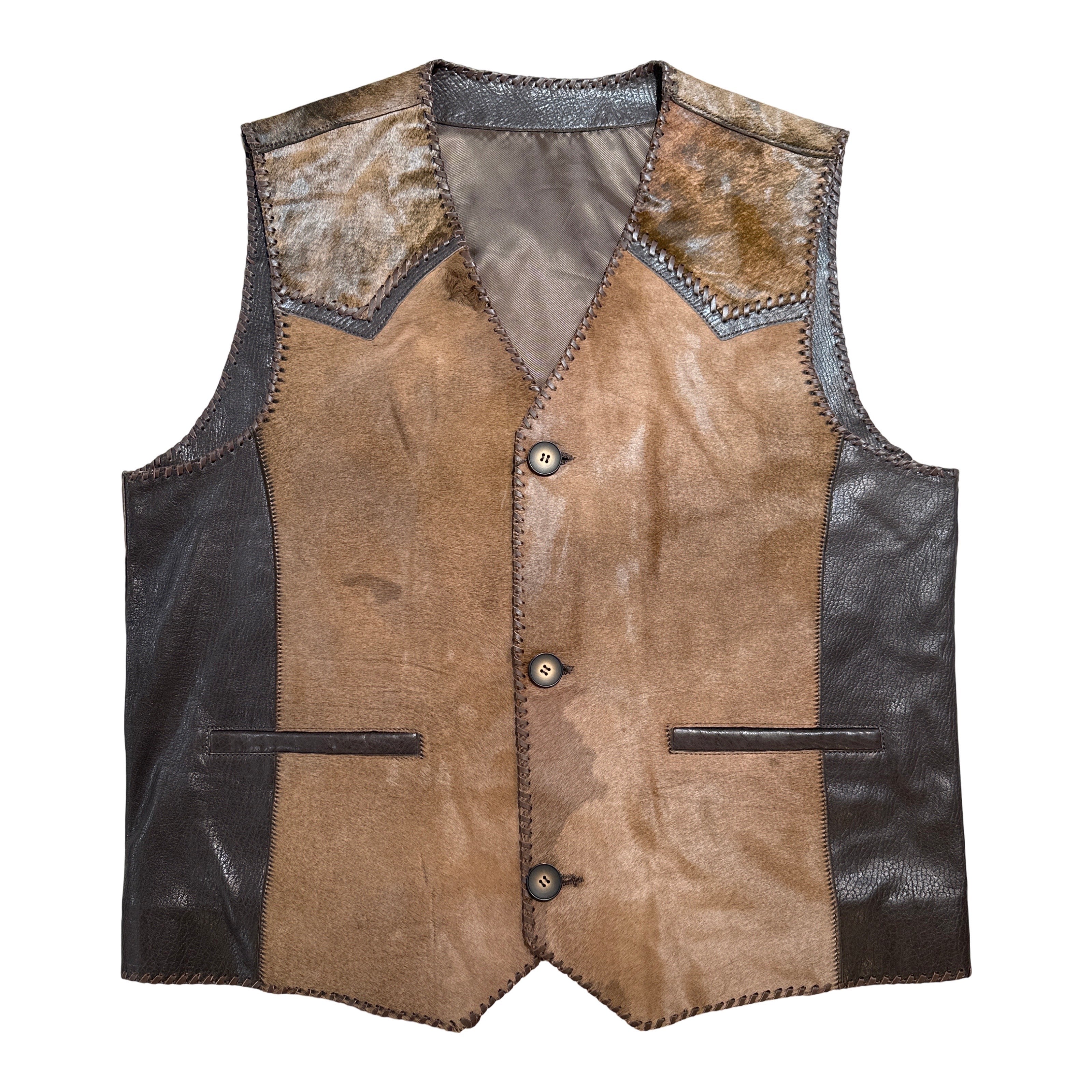 Kashani Tri Brown Cavallino Pony Hair Hand Woven Vest - Dudes Boutique