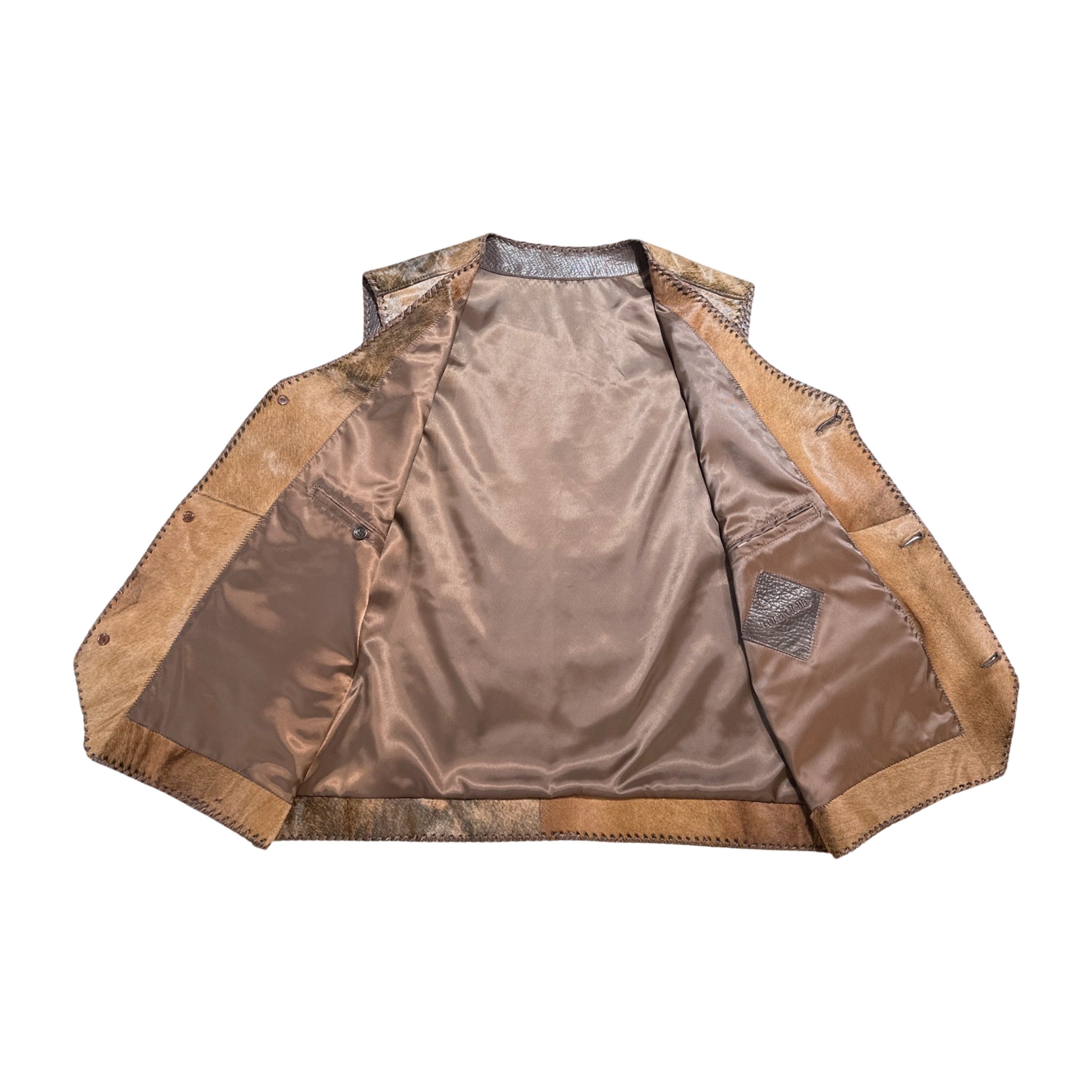 Kashani Tri Brown Cavallino Pony Hair Hand Woven Vest - Dudes Boutique