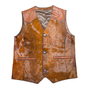 Kashani Rustic Cognac Cavallino Pony Hair Hand Woven Vest - Dudes Boutique