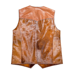 Kashani Rustic Cognac Cavallino Pony Hair Hand Woven Vest - Dudes Boutique
