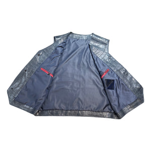 Kashani Navy Cavallino Pony Hair & Alligator Hand Woven Vest - Dudes Boutique