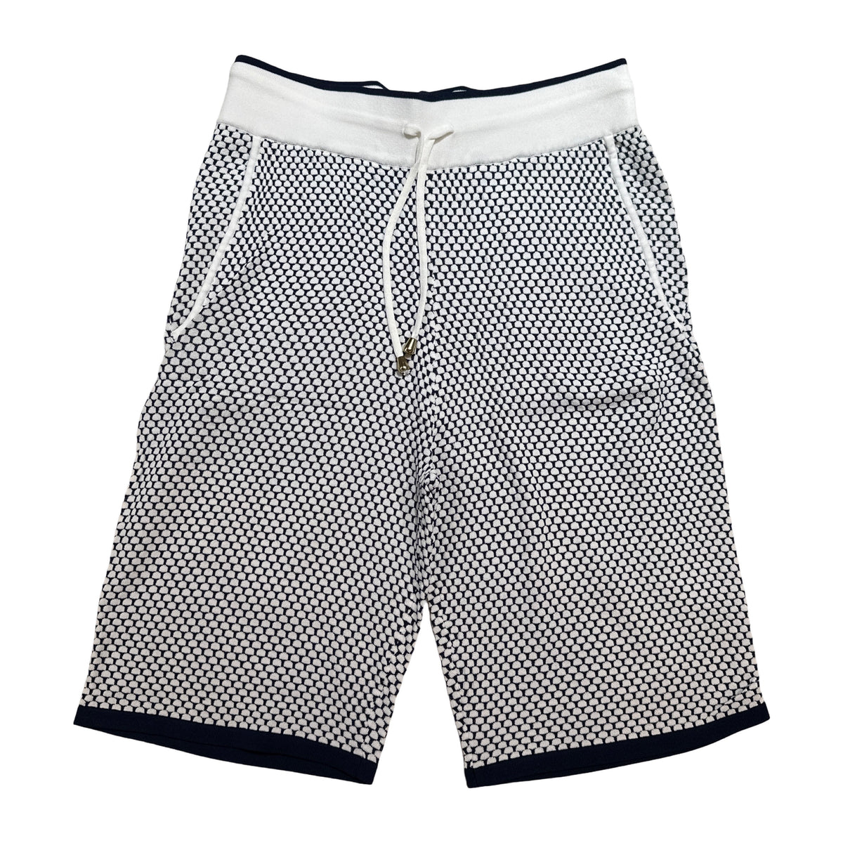 Prestige White Knit Garter Diamonds Shorts & Shirt Set - Dudes Boutique