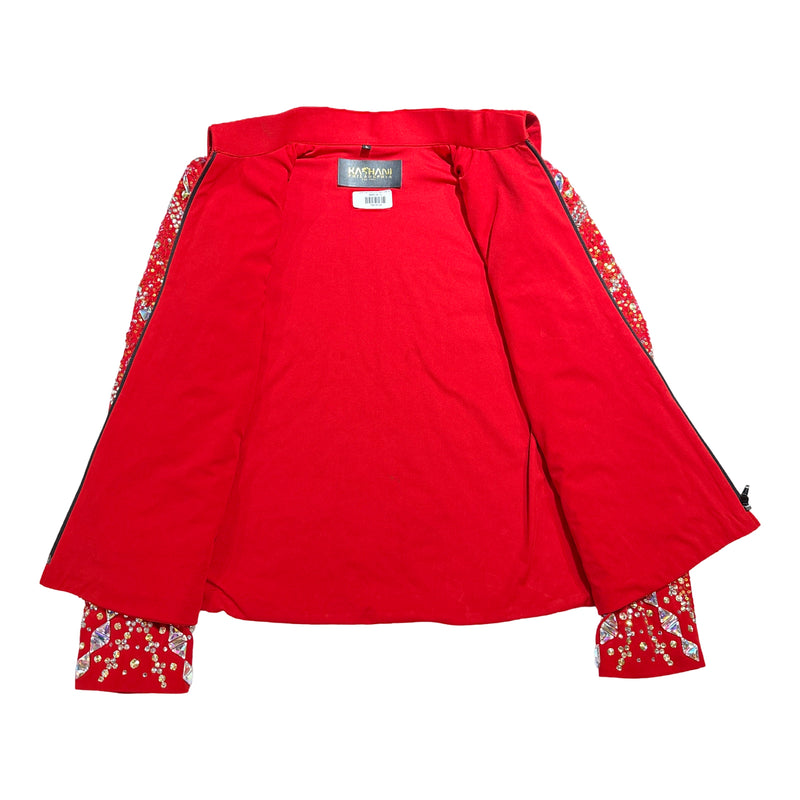 Kashani Red Crimson Silver Hyper Crystal Jacket - Dudes Boutique