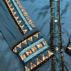 Kashani Bahama Blue Hyper Crystal Button-Up Zip Shirt - Dudes Boutique