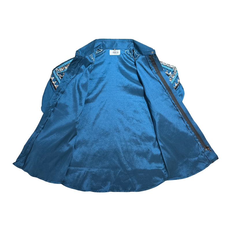 Kashani Bahama Blue Hyper Crystal Button-Up Zip Shirt - Dudes Boutique