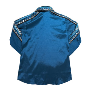 Kashani Bahama Blue Hyper Crystal Button-Up Zip Shirt - Dudes Boutique