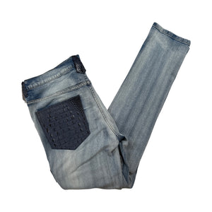 Kashani Denim Cargo Jeans w/ Navy Alligator Embossed Pockets - Dudes Boutique