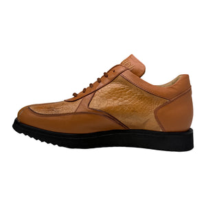 Mauri M770/4 Chestnut / Cognac Bolt Ostrich Leg & Nappa Sneaker - Dudes Boutique