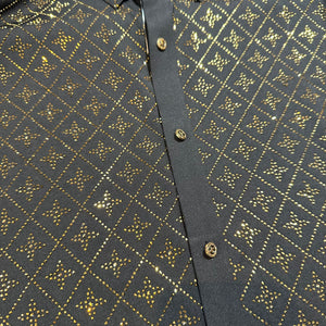 Barocco Black Crystal Golden Star Button Up Shirt - Dudes Boutique