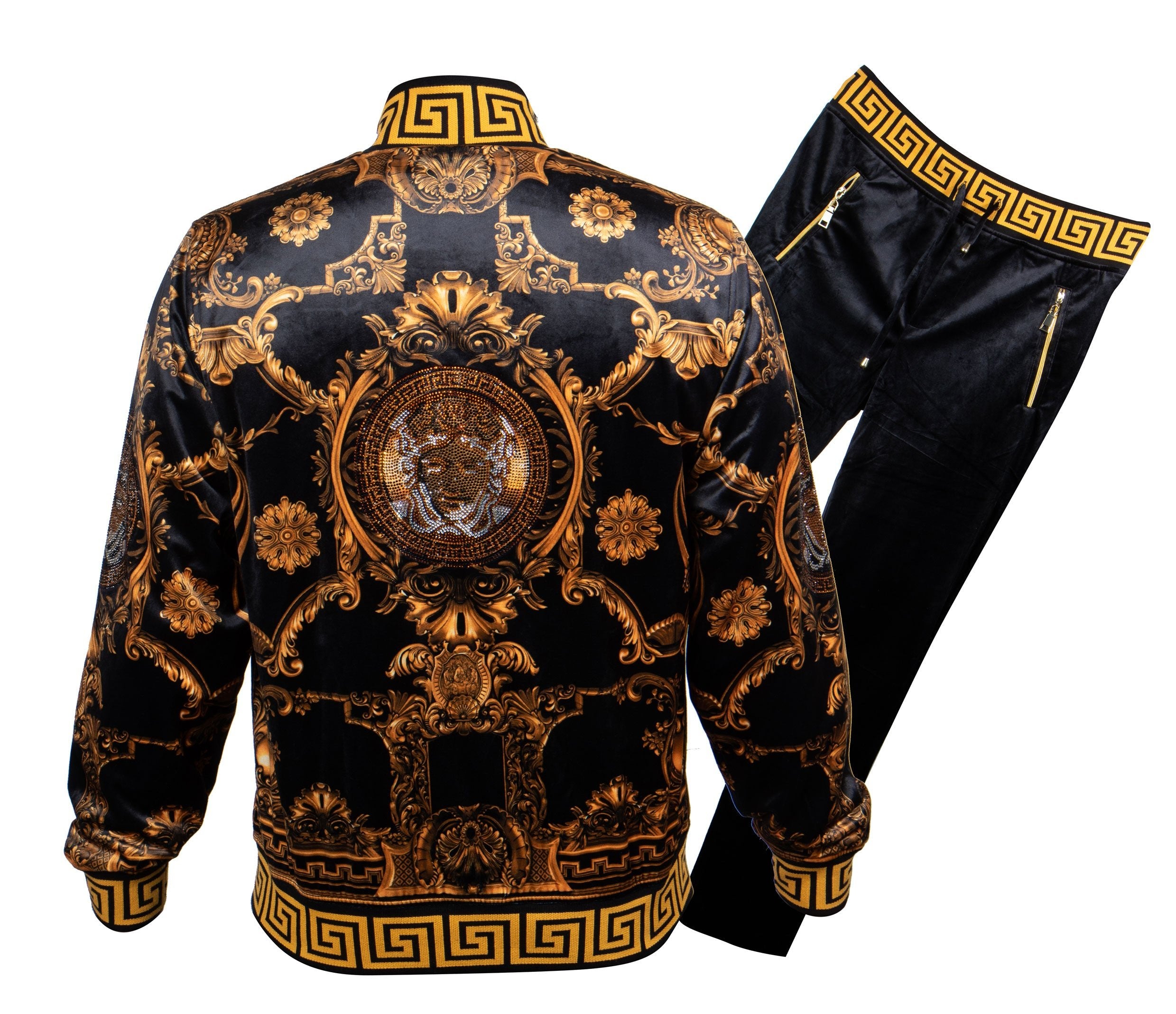 Prestige Black / Gold Royal Crystal Medusa Jogger Set - Dudes Boutique