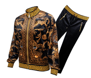 Prestige Black / Gold Royal Crystal Medusa Jogger Set - Dudes Boutique