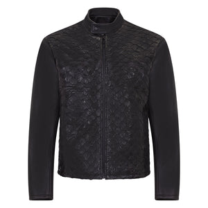 Kashani Black Pirarucu Fish / Lambskin Leather Jacket - Dudes Boutique