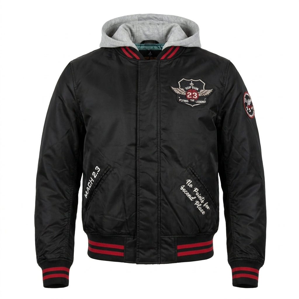 Top Gun "No Points For Second Place" Bomber Jacket - Black