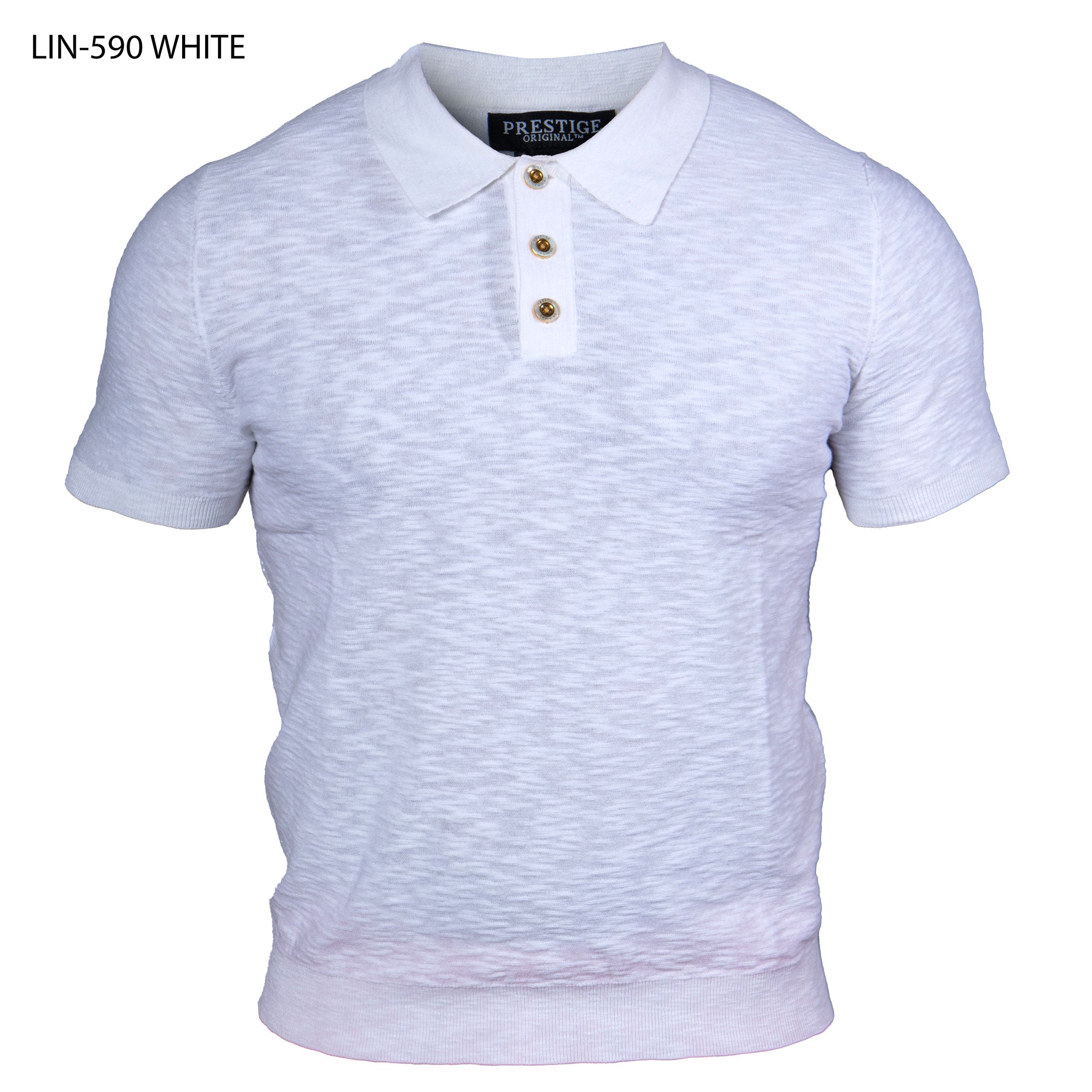 Prestige White Textured Knit Polo - Dudes Boutique