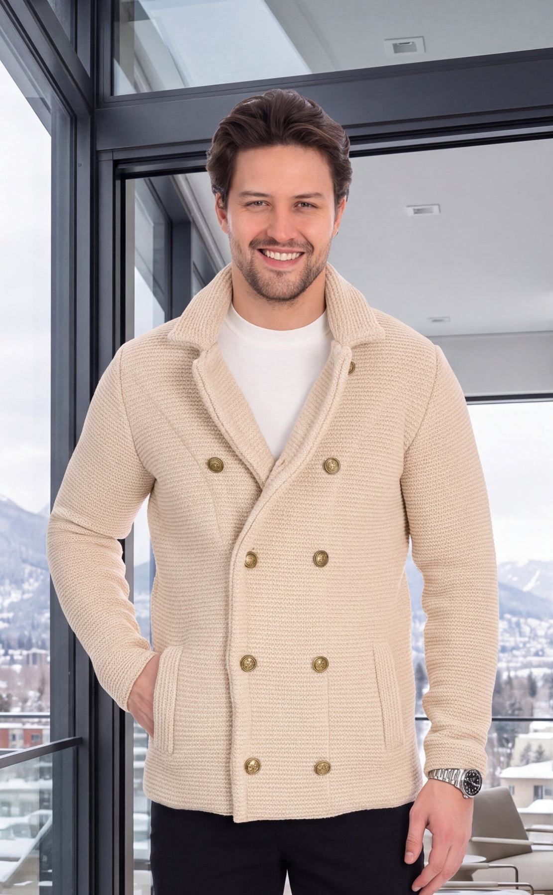LCR Men's 12690-C Stone Knit Sweater