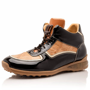 Mauri M797 Rust & Champagne Baby Croc / Patent Leather Sneakers - Dudes Boutique