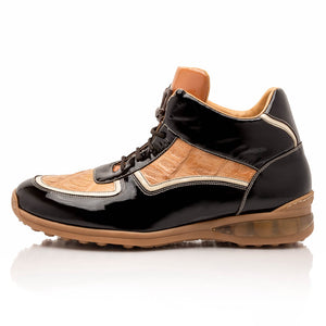Mauri M797 Rust & Champagne Baby Croc / Patent Leather Sneakers - Dudes Boutique