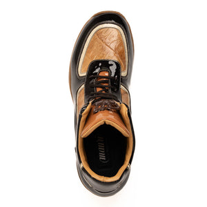 Mauri M797 Rust & Champagne Baby Croc / Patent Leather Sneakers - Dudes Boutique