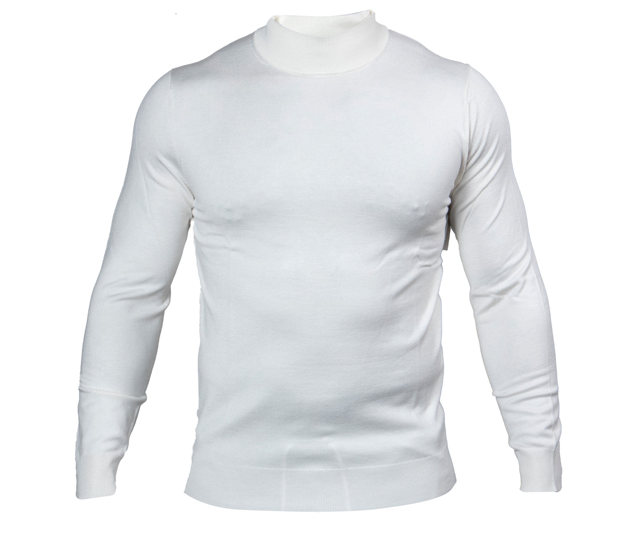 Prestige Men's White Classic Mockneck Sweater