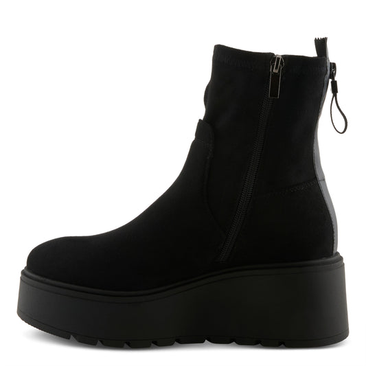 Azura Melovessa black microsuede wedge ankle boot