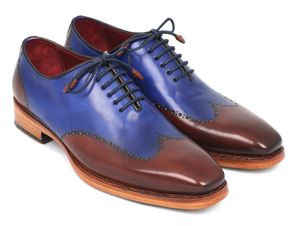 Paul Parkman Men's Wingtip Oxford Goodyear Welted Blue & Brown