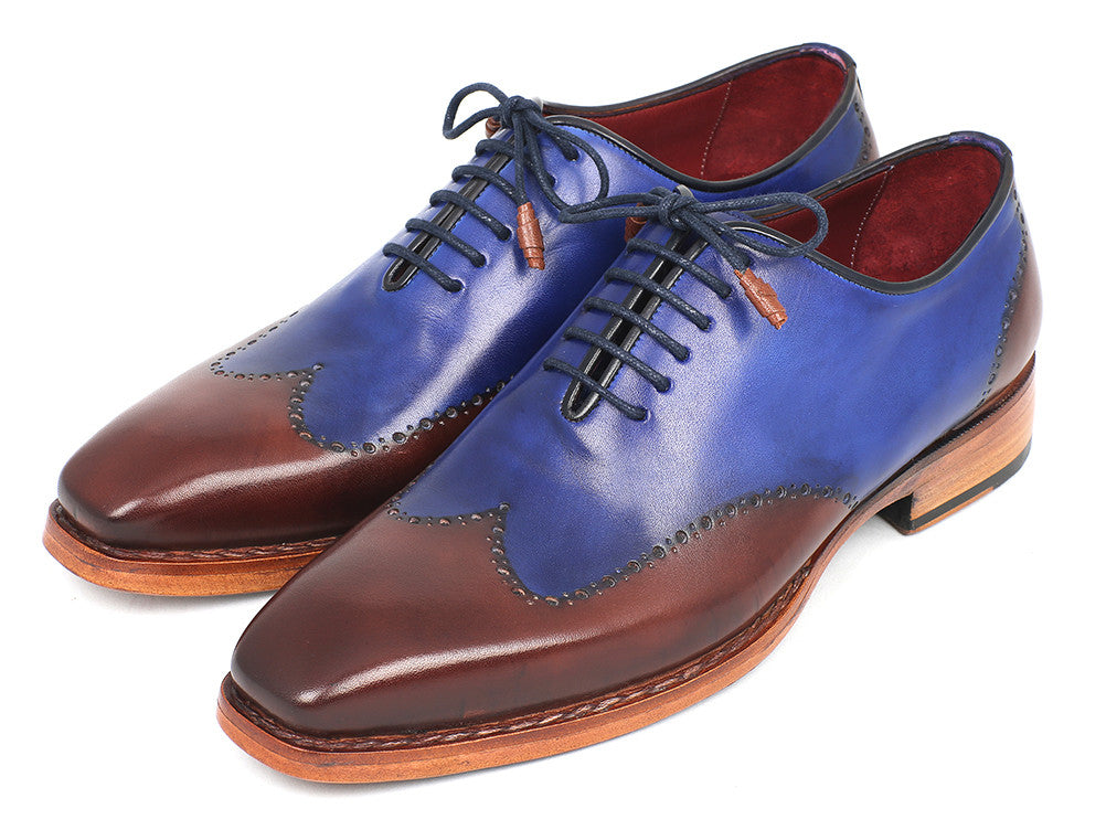 Paul Parkman Men's Wingtip Oxford Goodyear Welted Blue & Brown