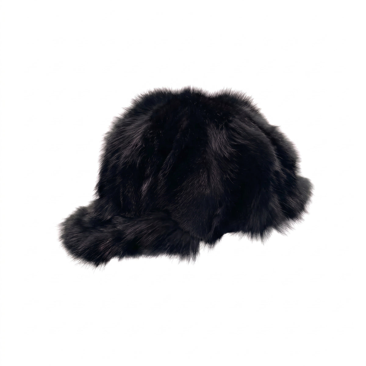 Kashani Black Diamond Cut Fox Fur Baseball Hat
