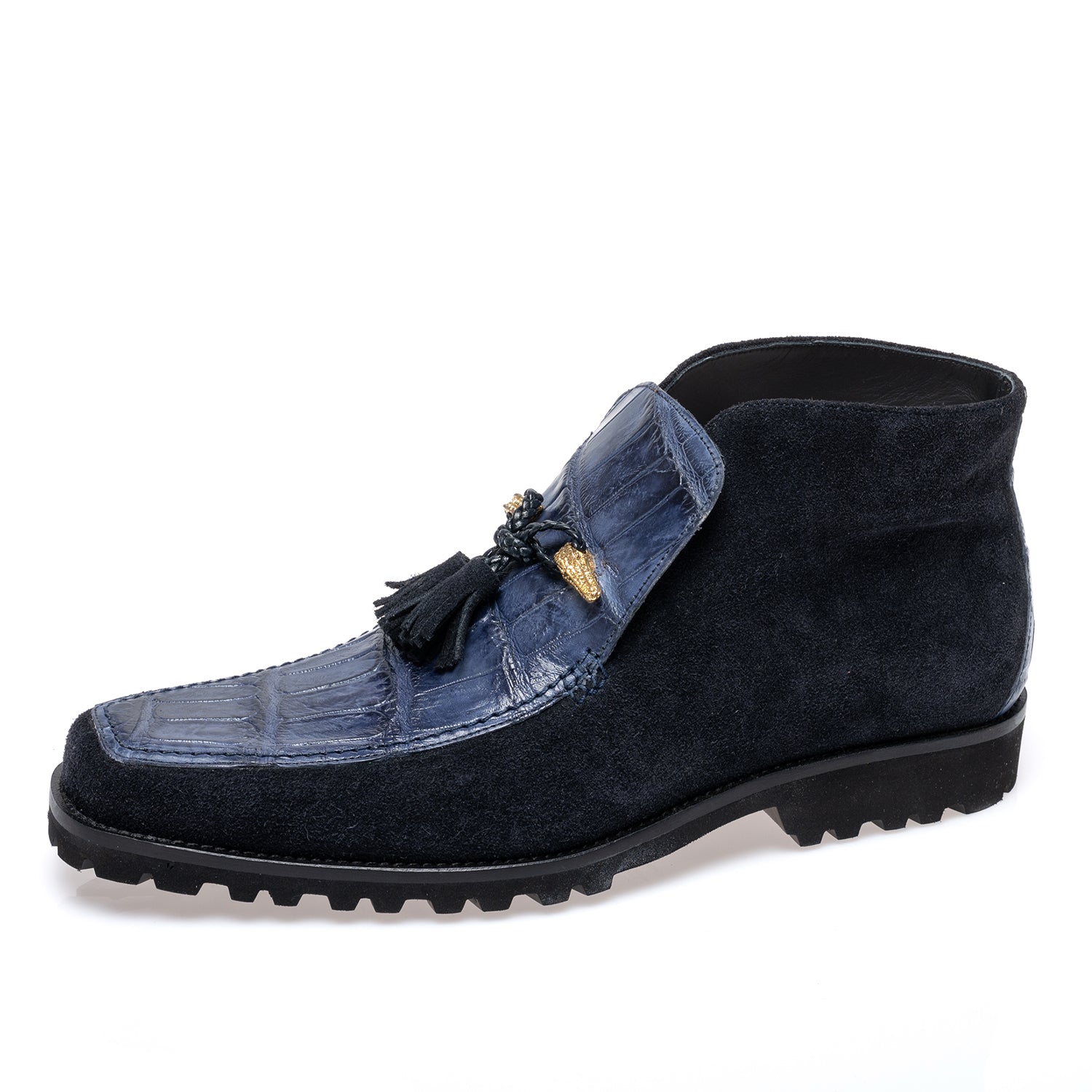 Mauri 3045/4 Suede / Alligator Hand Painted Slip On Ankle Boots Wonder Blue