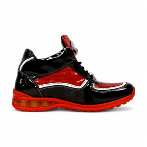 Mauri M797 Black & Red Baby Croc / Patent Leather Sneakers - Dudes Boutique